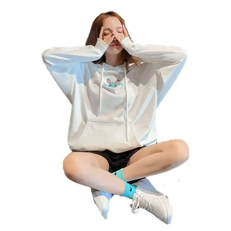 

Женская весенне-осенняя тонкая модная Свободная куртка с капюшоном в Корейском стиле