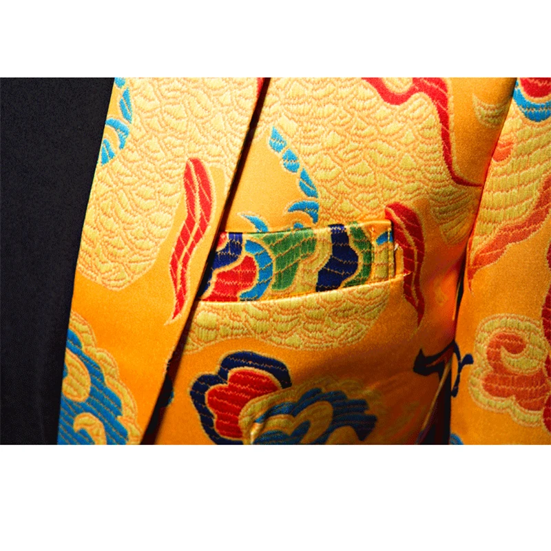 Мужской модный золотистый Блейзер Shenrun куртка с китайским драконом мужской