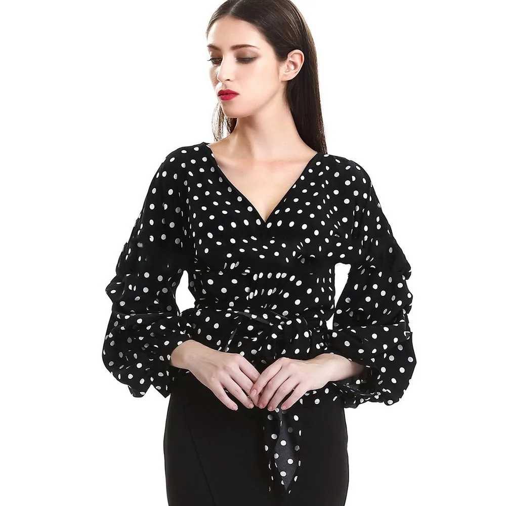 Женская блузка с пышными рукавами модная разноцветная офисная Повседневная