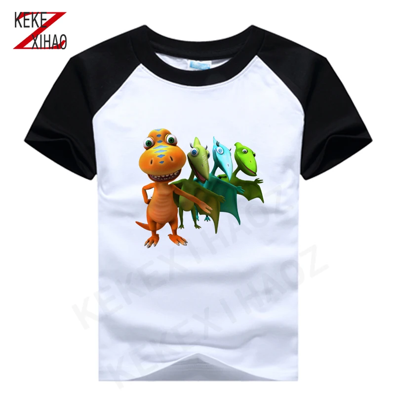 

Favorite Dinosaur Print T-shirt Short Sleeve Dinosaur Sketch T-shirt Girl Scout And Animal Train T-shirt Boy And Girl Summer Tee
