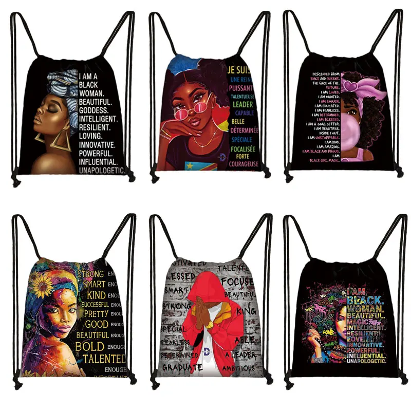 

Черная красивая сумка на шнурке, афро-коричневая Женская сумка для путешествий, американская африканская женская сумка для хранения обуви