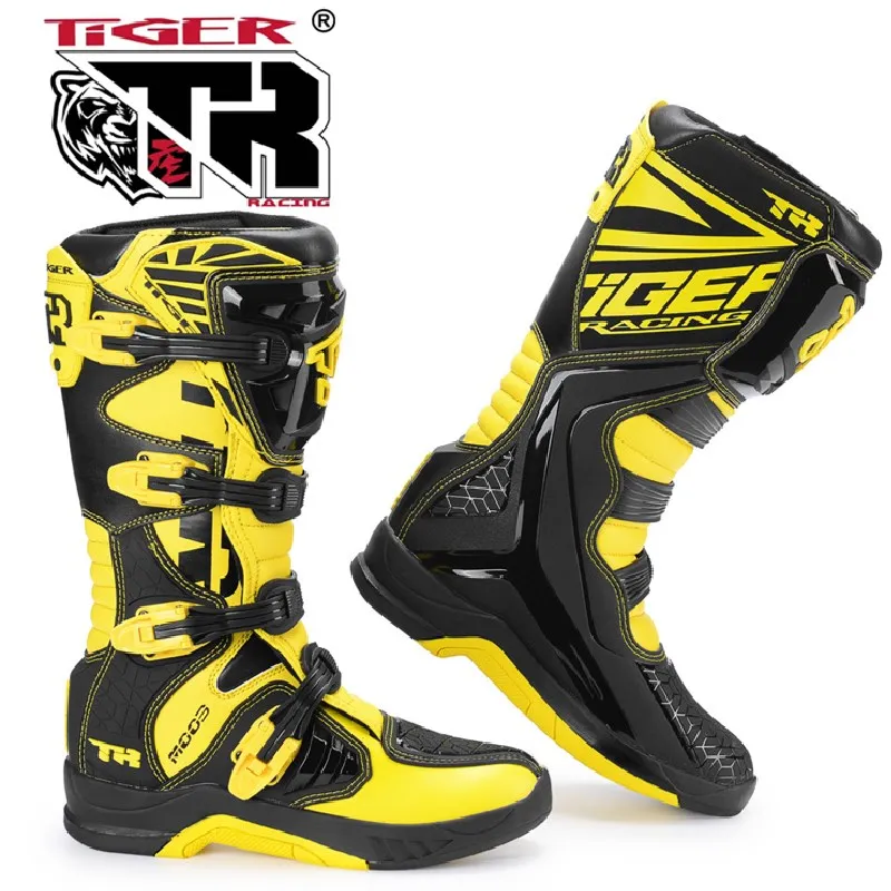 

TR MTR M002 TIGER Racing Motorcycle Long Shoes Off-road Motocross Boots Dirt bike Sports Rider Motor faux Leather motorbike boot