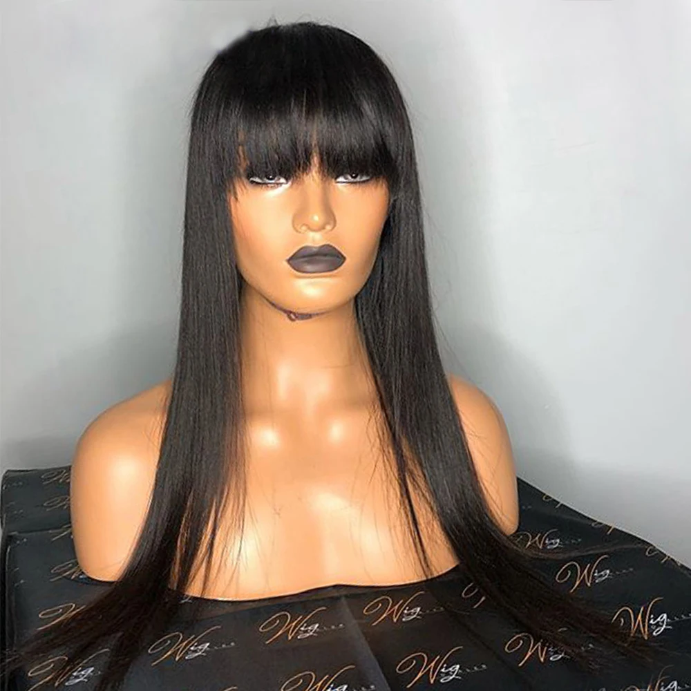 

Ombre 1btBlue Brown 360 Lace Frontal Human Hair Wigs With Bangs Blonde Straight Fringe Wigs Preplucked Lace Front Wig India Remy