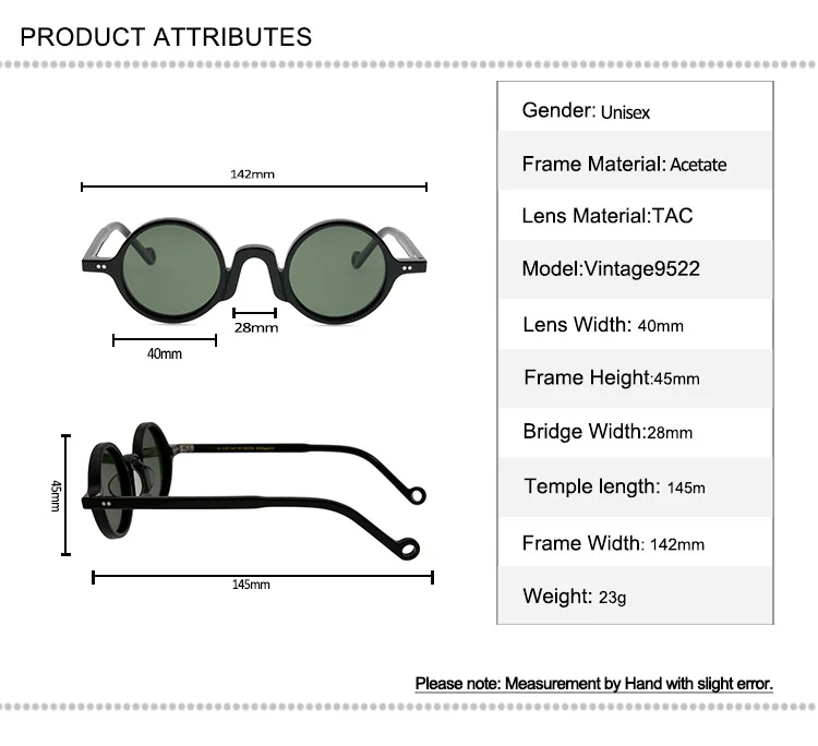 

Vintage Small Round Sunglasses Women Full Rim Acetate Frame Brand Designer Mirrored UV400 Goggle Retro Driving Sun Glasses Men