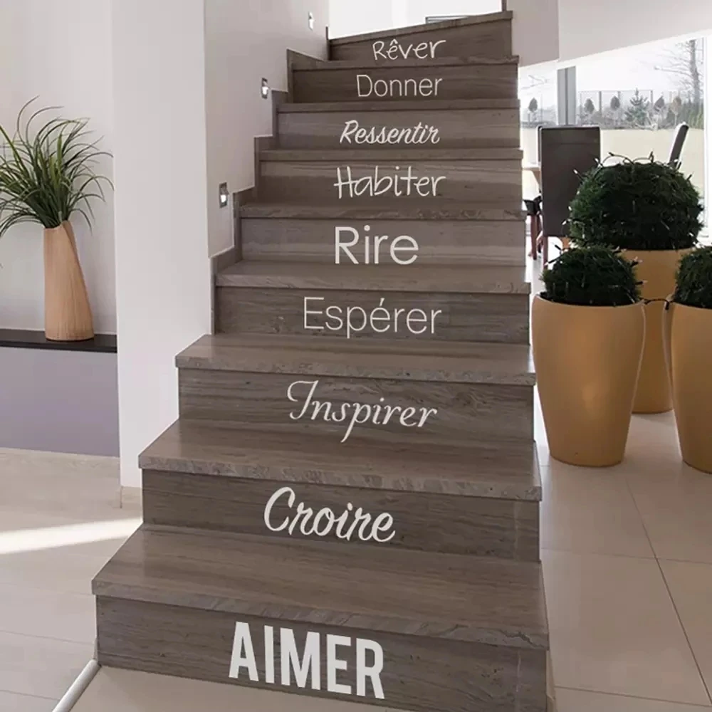 

Wall Decals Inspirational French Quotes "Love Dream Hope" DIY Poster Art Mural For School Staircase Family Decoration HJ0219