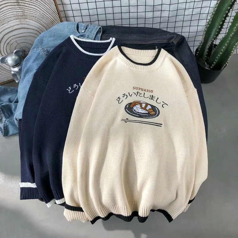 

Japan Knit Sweater Men Clothing 2020 Autumn Fashion Harajuku Streetwear O-Neck Loose Oversize Pullover Mens Korean Clothes