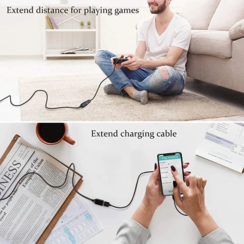 

11UB USB 2.0 Extender 60/100/150cm 4 Core USB Type A Male to A Female Extension Cord USB Cable Extender Connectors Black