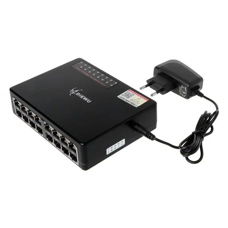 Мини-16-Порты и разъёмы 10/100 Мбит/с Fast LAN Ethernet сетевой коммутатор gigabit хаб настольное адаптер Горячий