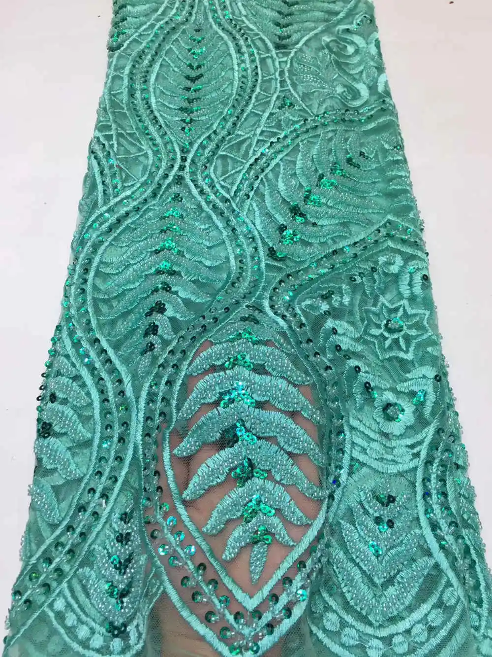 12 Африканская кружевная ткань высокого качества кружевная aso ebi сетчатая ткань вышитая полностью бисером нигерийский Швейцарский кружевной ткани 5 ярдов RG405 - Цвет: 12