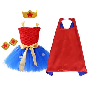 1 комплект Wonder Girl с юбкой-пачкой платье с отважными супер девочек Super hero Hero тематическая вечеринка на день рождения платья; Костюм для Хэллоуина для детей