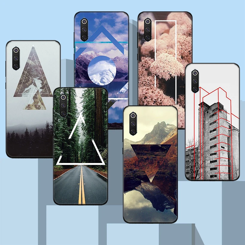 

Forest Geometry Wood Nature Black Phone Case For Xiaomi Redmi Note 10 Pro 10S 9S 8T 7 8 9 9A 9C 9T 8A 7A 6A 5 6 Cover Capa