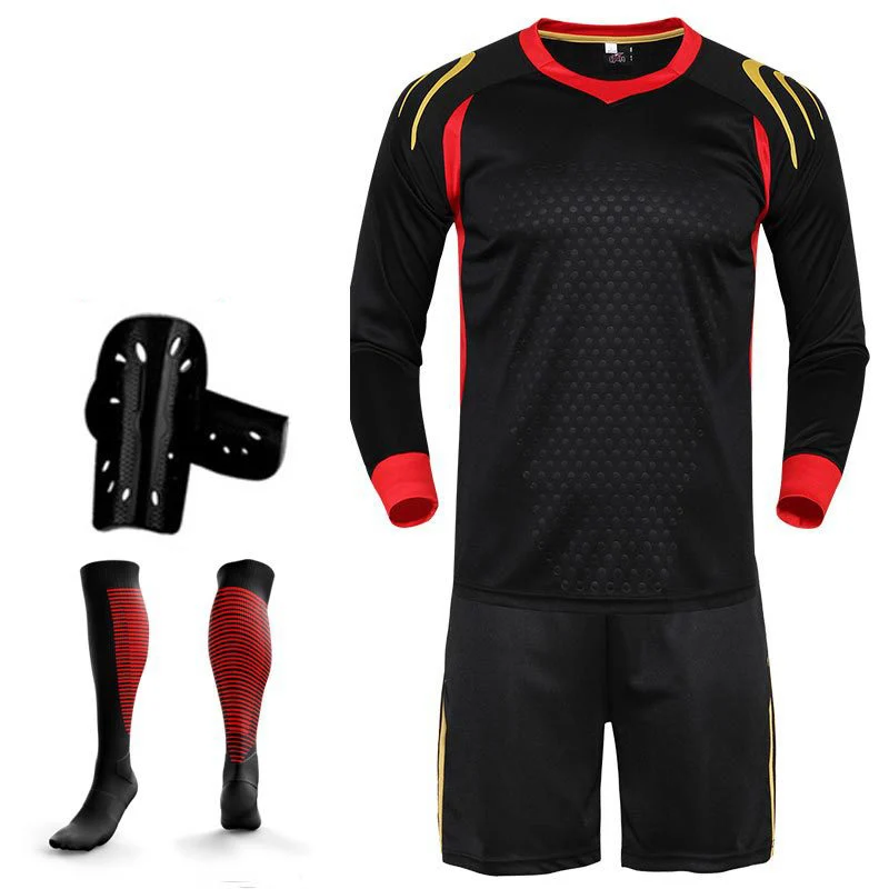 

Футбольная майка + шорты + штаны взрослый и женский тренировочный костюм спортивная одежда комплект 3-в-1 рубашки + носки + защита для голени