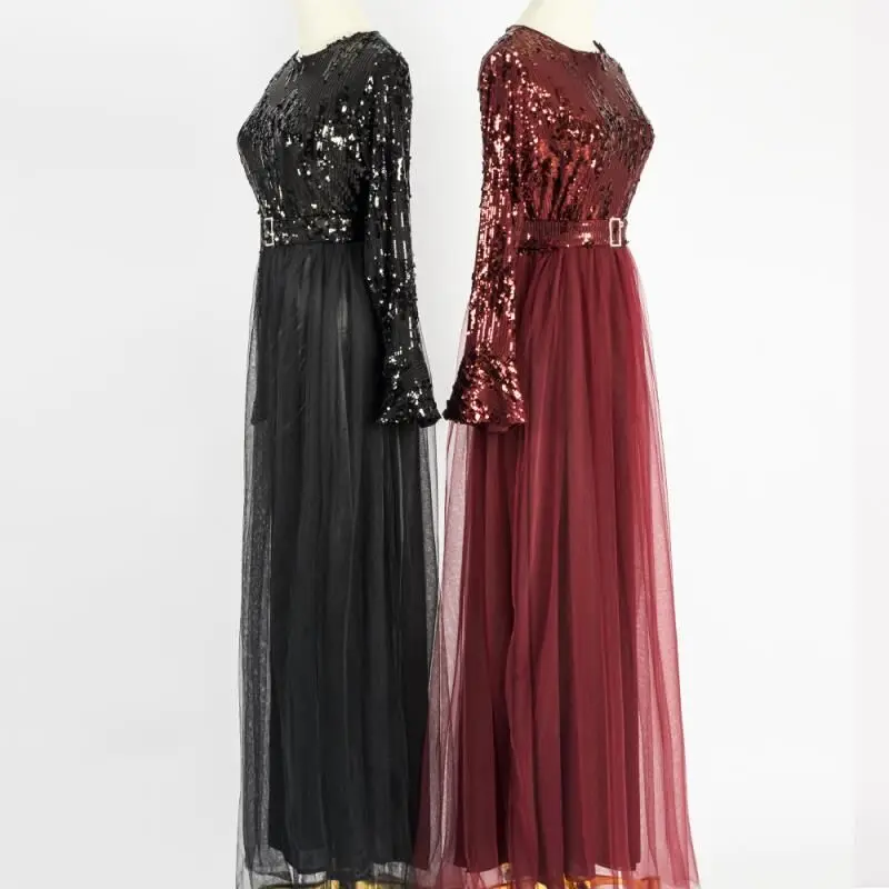 Muslim Dress Sequin Abaya Dubai Abayas For Women Hijab Dress Kaftan Caftan Turkish Dresses Evening Robe Islamic Clothing Kleding