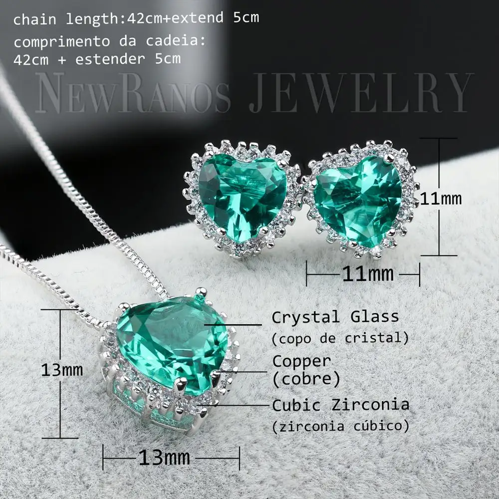 Маленькое сердце Женские Ювелирные наборы циркония кулон ожерелье и набор серег массивные ювелирные изделия для женщин модные ювелирные изделия SQM009624