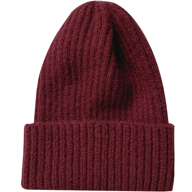 

Autumn winter new Mohair knitted hat women pure color wild elastic Japanese woolen hat female casual warm hood Korean male Hats