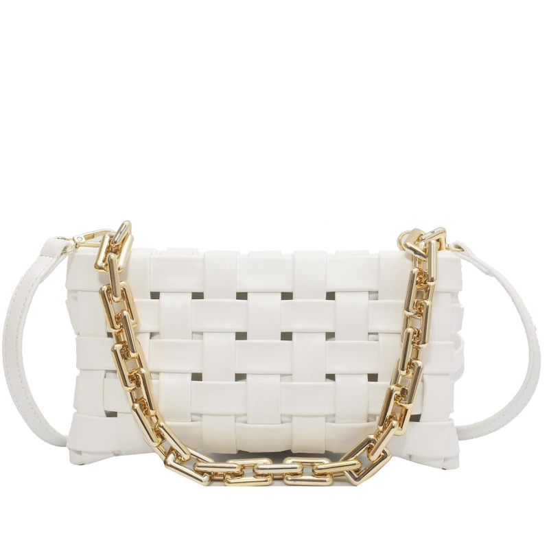

Chain Braided Thick PU Leather Envelope Crossbody Bags for Women 2021 Branded Trending Designer Shoulder Handbags Trend Luxury