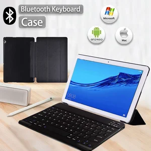 tablet case for huawei mediapad t3 10 9 6 t5 10 10 1 pu leather folding stand tablet coverbluetooth keyboardfree stylus free global shipping