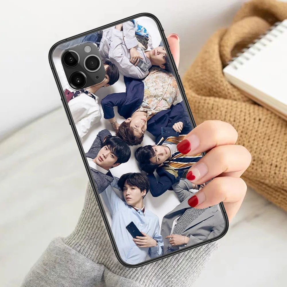

Bangtan KPOP Boys Phone Case Cover Hull For iphone 5 5s se 2 6 6s 7 8 12 mini plus X XS XR 11 PRO MAX black 3D cell cover soft