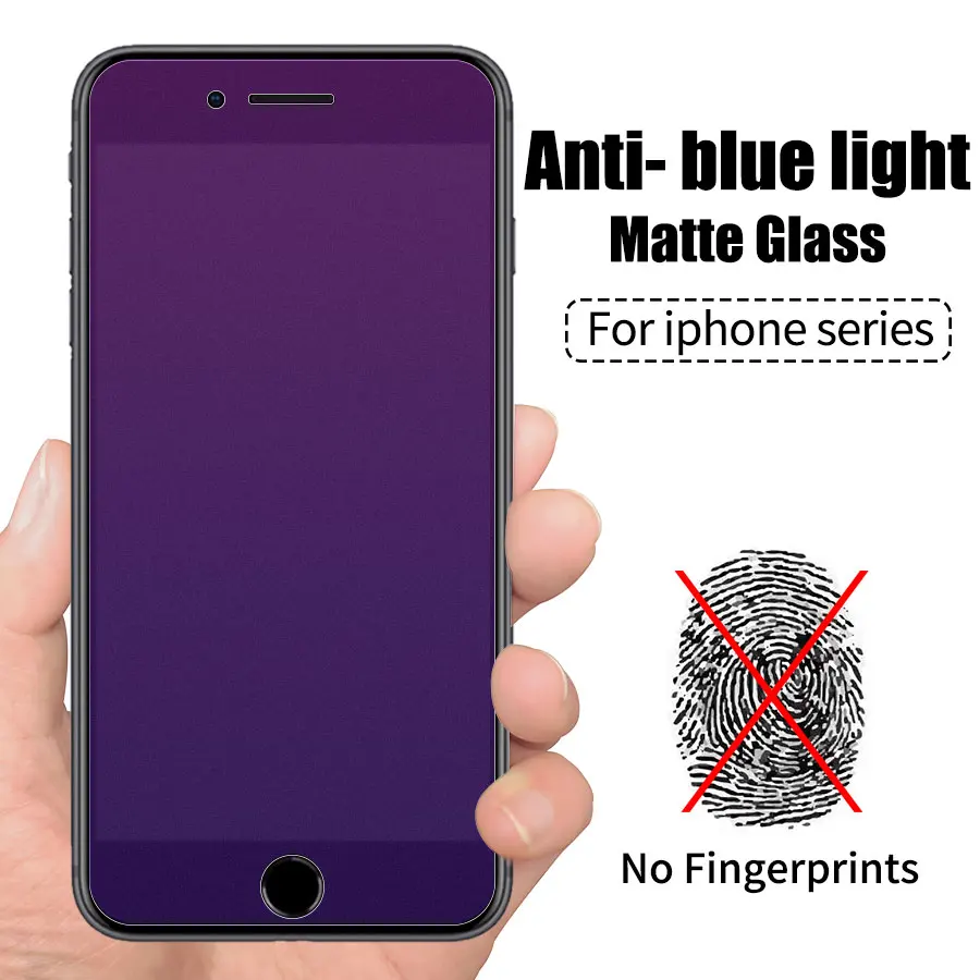 УФ-светильник фиолетового и синего цвета, матовое закаленное стекло для IPhone 11 Pro XS Max XR X 8 7 6 6s Plus, Защитное стекло для экрана