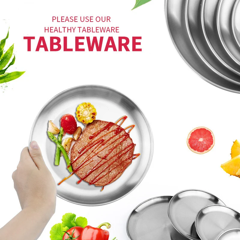 5 шт./компл. Нержавеющая сталь обеденная тарелка столовая посуда Кухня Еда