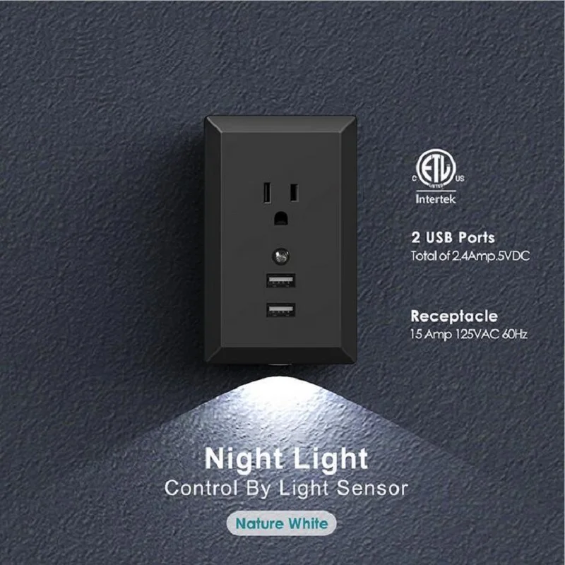 Умная розетка с двойным usb-портом 2.4A настенное зарядное устройство адаптер 16A