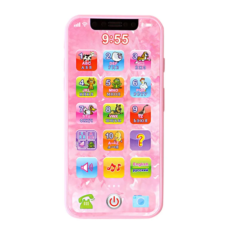 New Baby Toys Simulated Mobile Phone Music Early Educational English/Russian Learning Machine For Children |