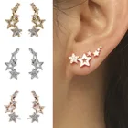 2021 блестящие серьги-гвоздики со звездой и Луной для женщин, повседневный подарок на день рождения для девочек, ювелирные изделия, модные серьги-гвоздики с мини звездой