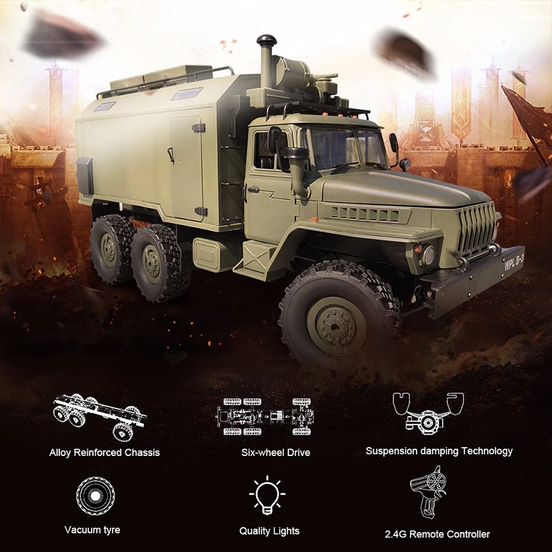 WPL B36 Урал 1/16 2,4G 6WD RC грузовик военный автомобиль Рок Гусеничный командный Коммуникационный автомобиль RTR игрушка авто армейские Грузовики Игрушки для мальчиков