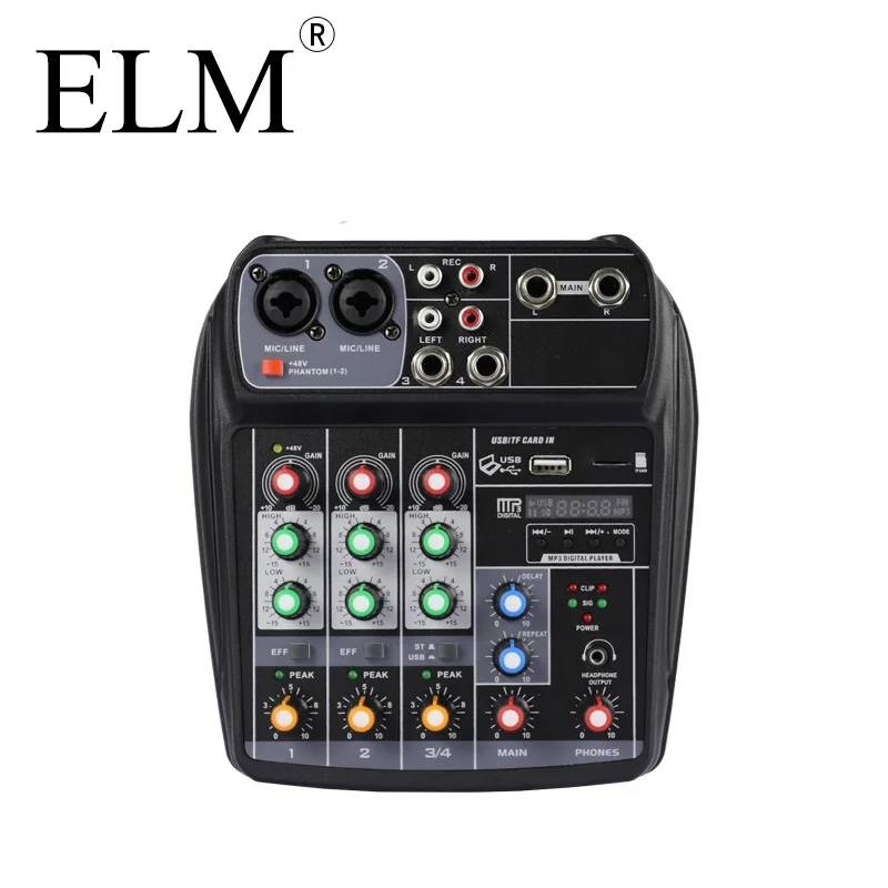 Аудио миксер ELM для караоке микшерный пульт компактный звуковой карты цифровой BT