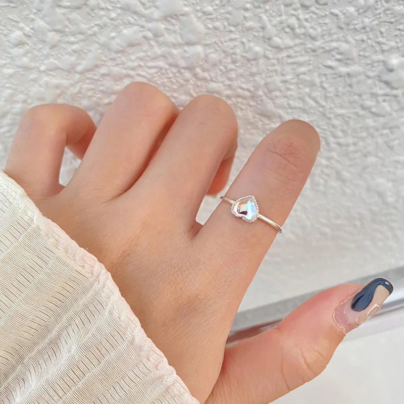 

Women Jewelry Resin Heart Ring Popular Design Sweet Temperament Silvery Plating Metal Ring For Women Party Gifts Drop Shipping