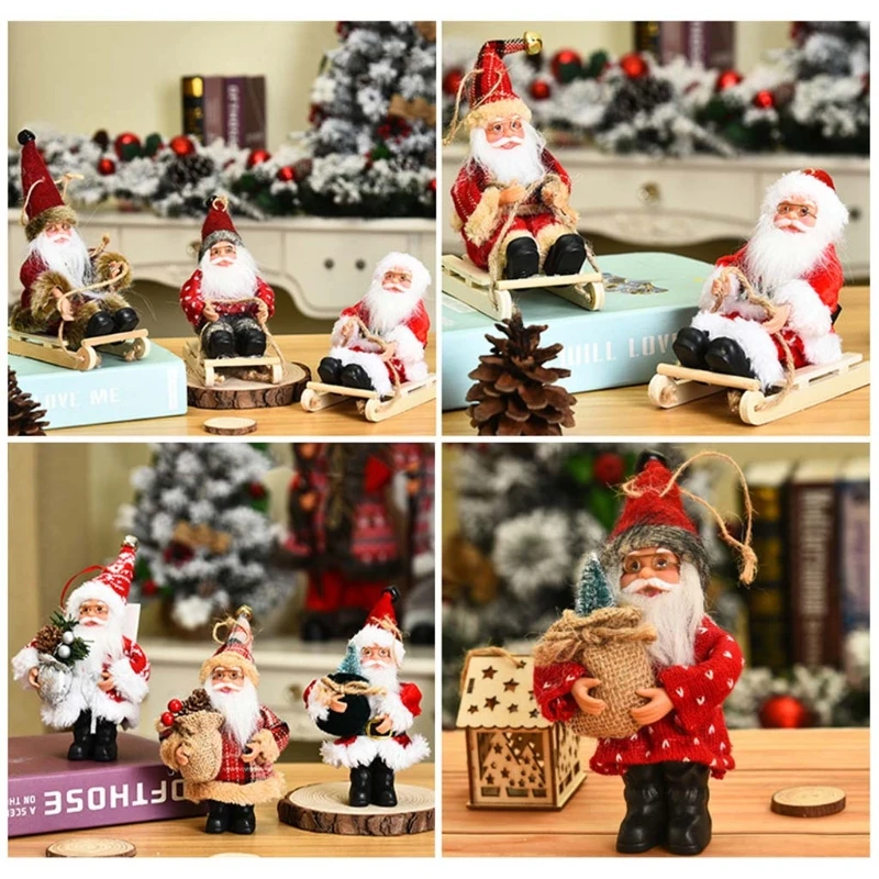 Рождественские сани лыжная кукла Санта-Клауса подвесные фигурки искусственные