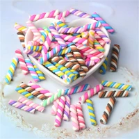 100pcs 255mm kawaii spiral marshmallow cotton candy polymer clay cabochons flatback for diy phone decoration