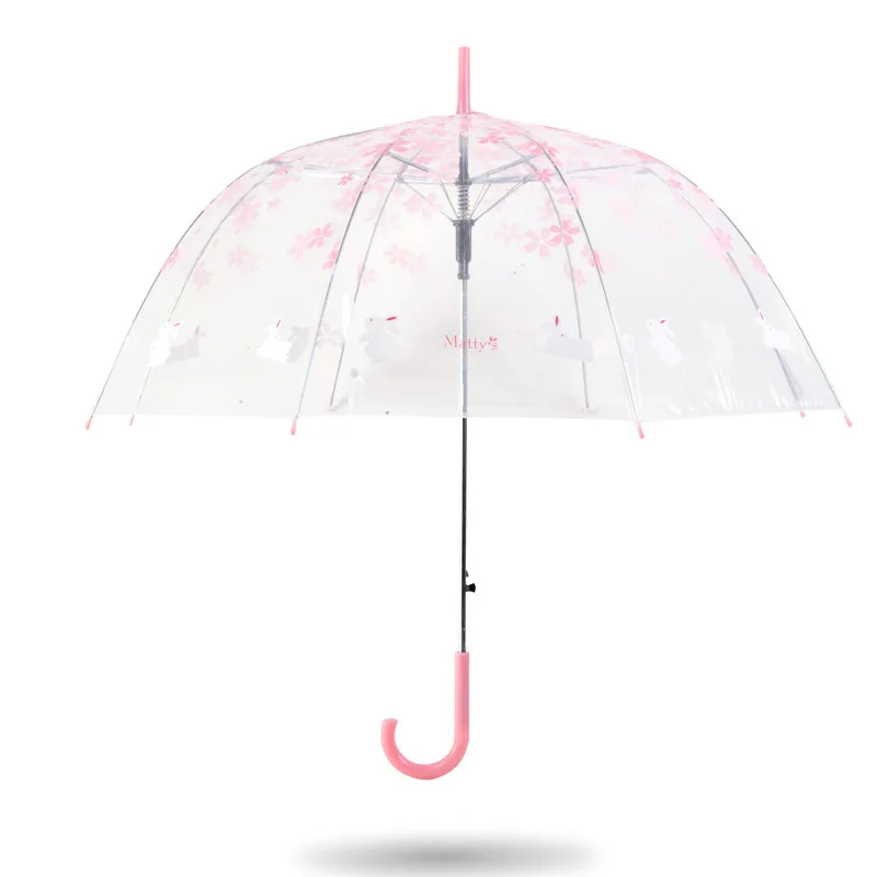 Зонт принцессы Simanfei Розовый с вишней Кроликом прозрачный зонт мужской женский