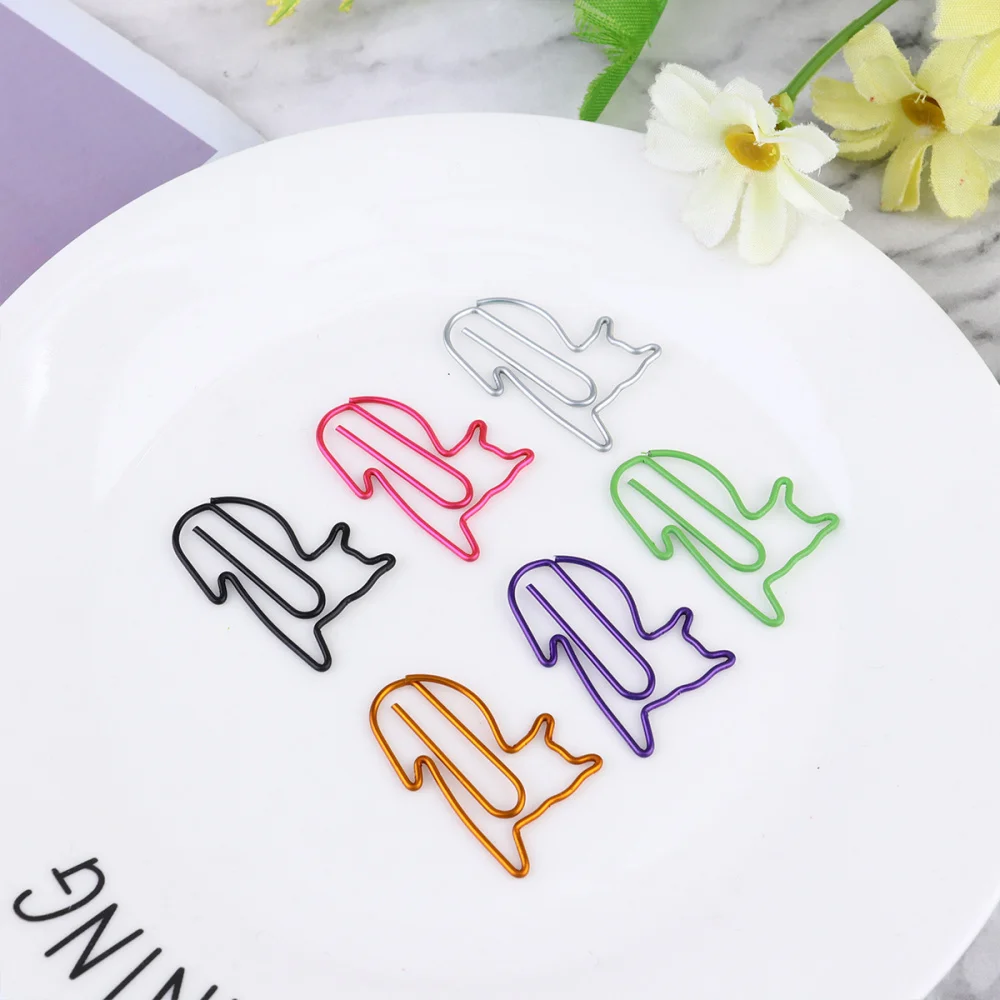 

120pcs Paper Clips Funny Metal Cat Shape Paperclips Bookmarks Notebook Planner Clips (Assorted Color)