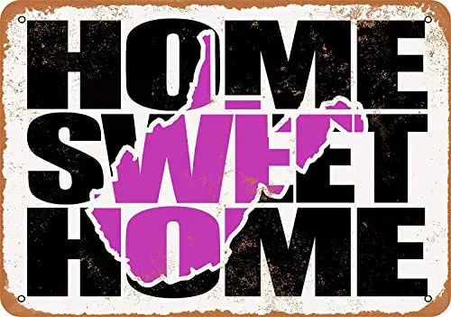 

12 x 16 Inches Metal Sign - Home Sweet Home West Virginia Purple - Vintage Look Wall Decoration