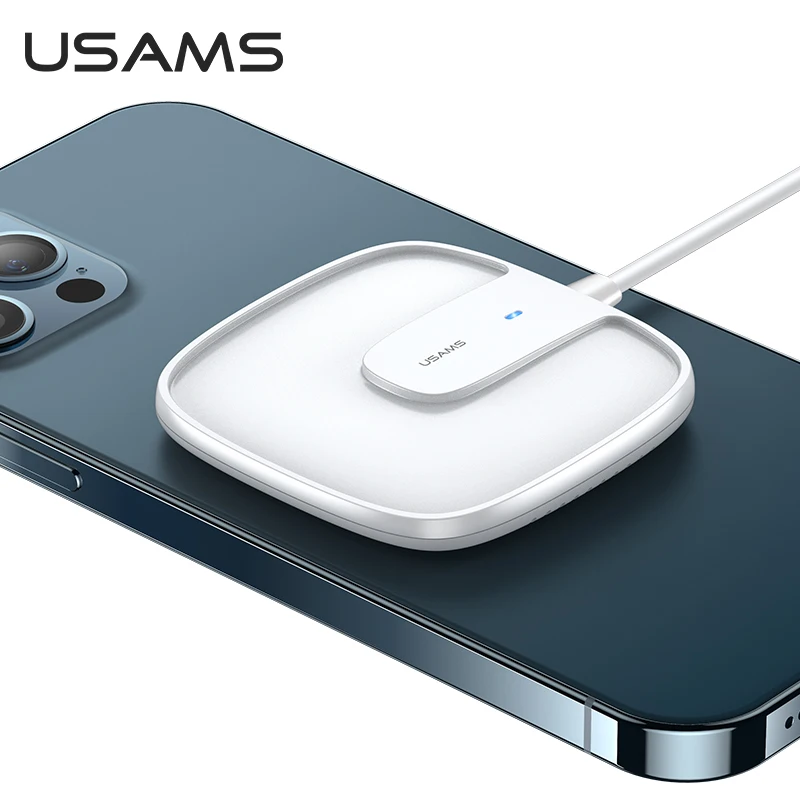 

USAMS 15 Вт Qi магнитное Беспроводное зарядное устройство для iPhone 12 11 Pro Max Mini Индукционная PD быстрая Беспроводная зарядная площадка для Xiaomi Samsung