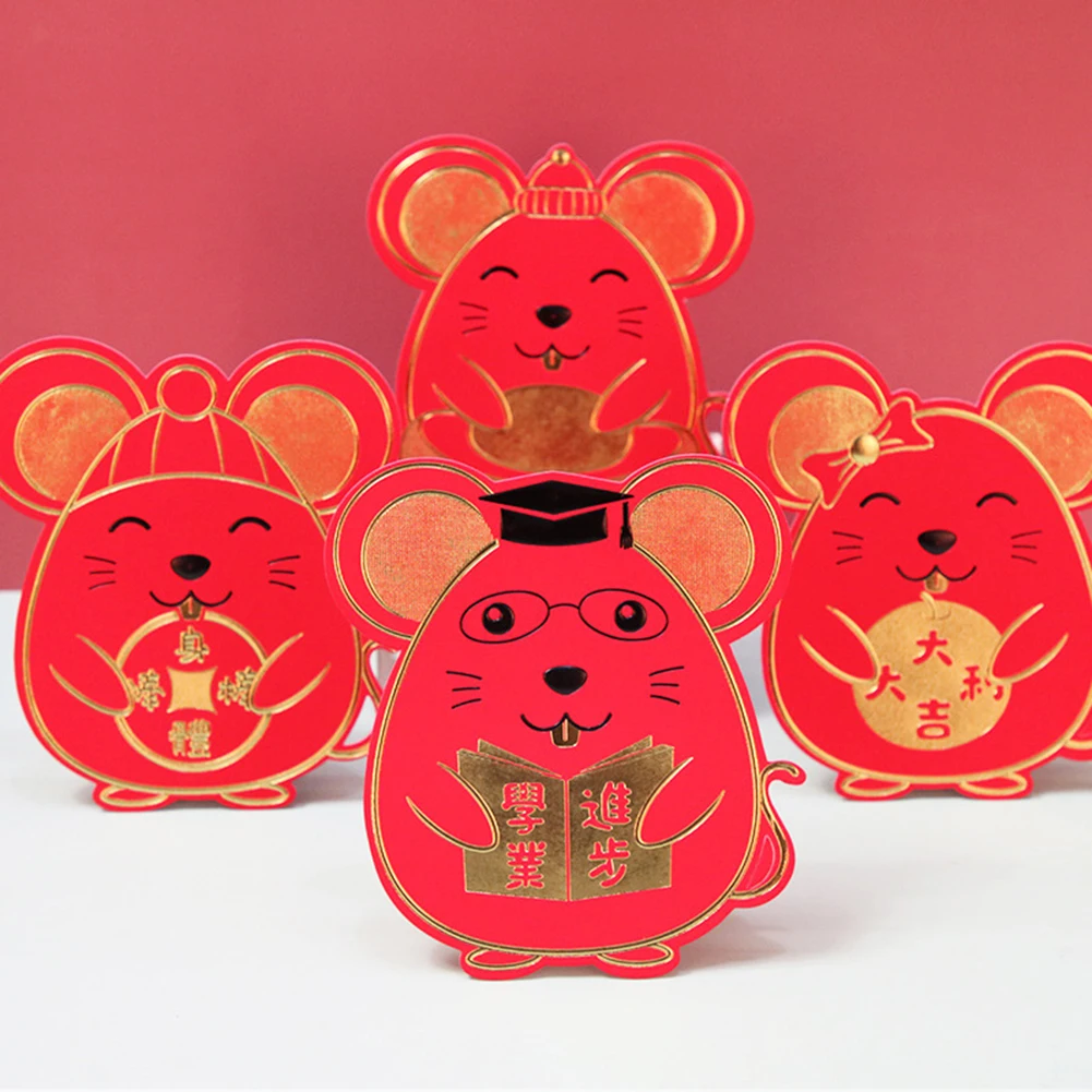 3/6Pcs 2020 New Year Cartoon Mouse Rat Chinese Red Envelopes Packets Pocket Bag | Дом и сад