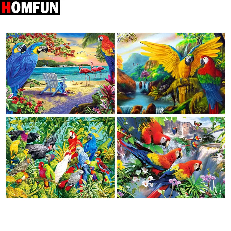 Алмазная вышивка HOMFUN животное птица попугай узор сделай сам 5D алмазная живопись