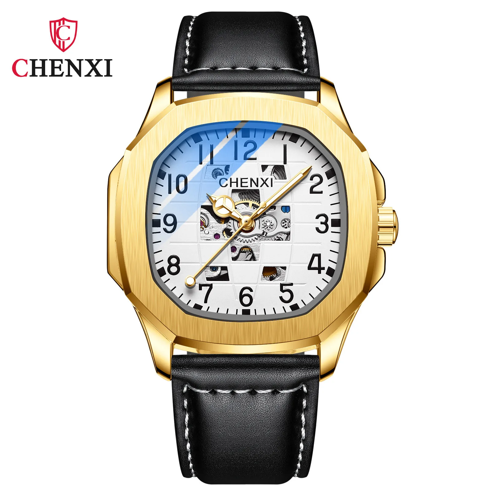 

2021 New Men Mechanical Automatic Watch Luxury Gold Sports Watch Men's Anniversary Gift Outdoor Jogger Luminous Leather Clock