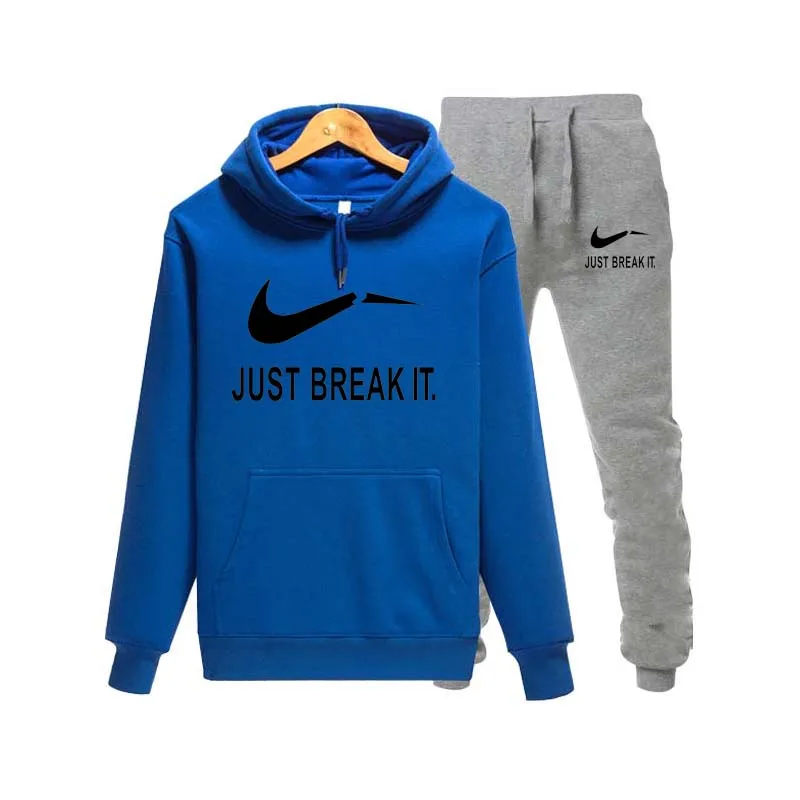 Флисовый костюм спортивный мужской осенний и зимний с капюшоном Толстовка со