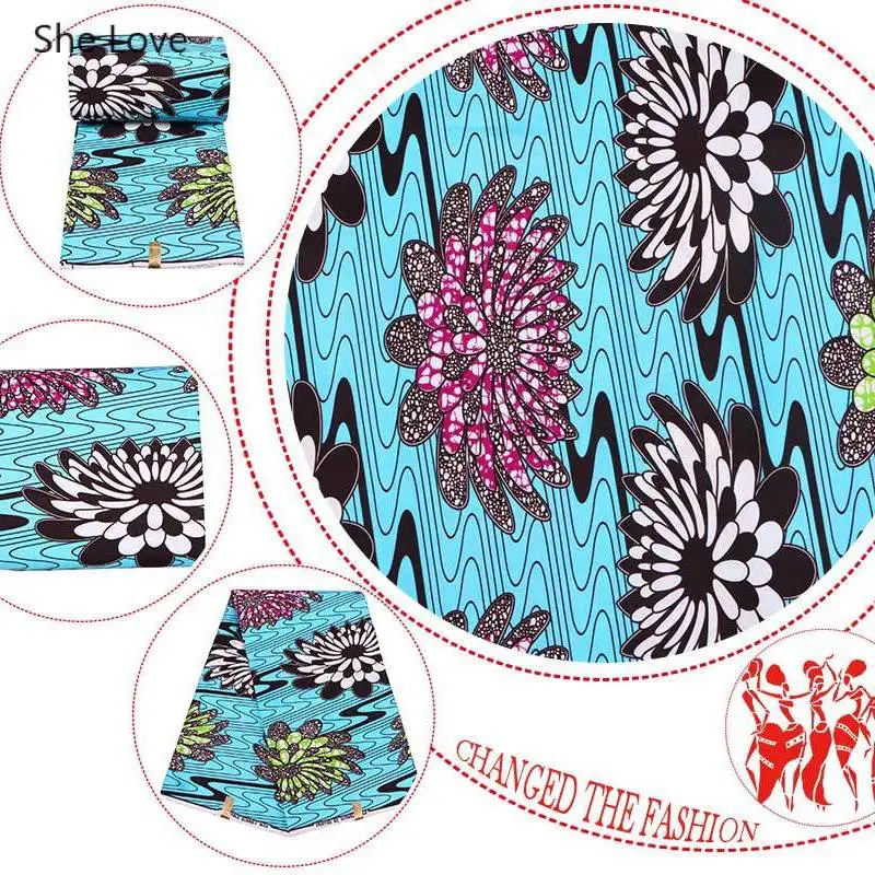 Chzimade 1 ярд полиэстер настоящая восковая ткань с принтом Африканский цветок из