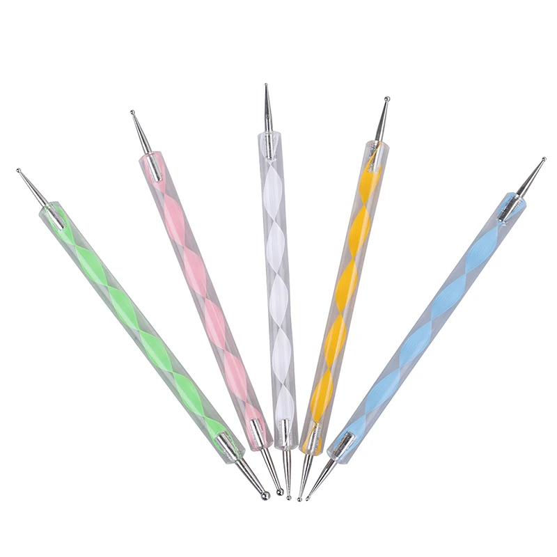 

DIY 5X 2 Way Pottery Clay Ball Styluses Tools Polymer Clay Sculpture Tool Nail Art Tools Silicone Color Shapers Dotting Tool