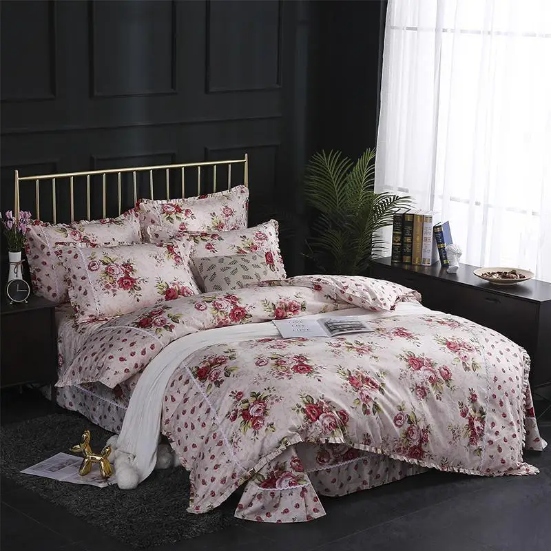 

Яркие цветочные пододеяльник набор ботанический цветы 100% из мягкого хлопка, набор постельного белья, Комплект постельного белья Queen King size ...