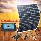 солнечная батарея панель Комплект солнечных панелей 12 В аккумулятор 5 В зарядное устройство для сотового телефона Монокристаллический солнечный элемент 10A контроллер для автомобильной лодки кемпинга RV