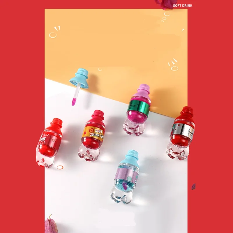 5 цветов, тинт для губ, мягкий напиток, тинт для губ, Стойкий матовый блеск для губ, милый красный фиолетовый блеск для губ