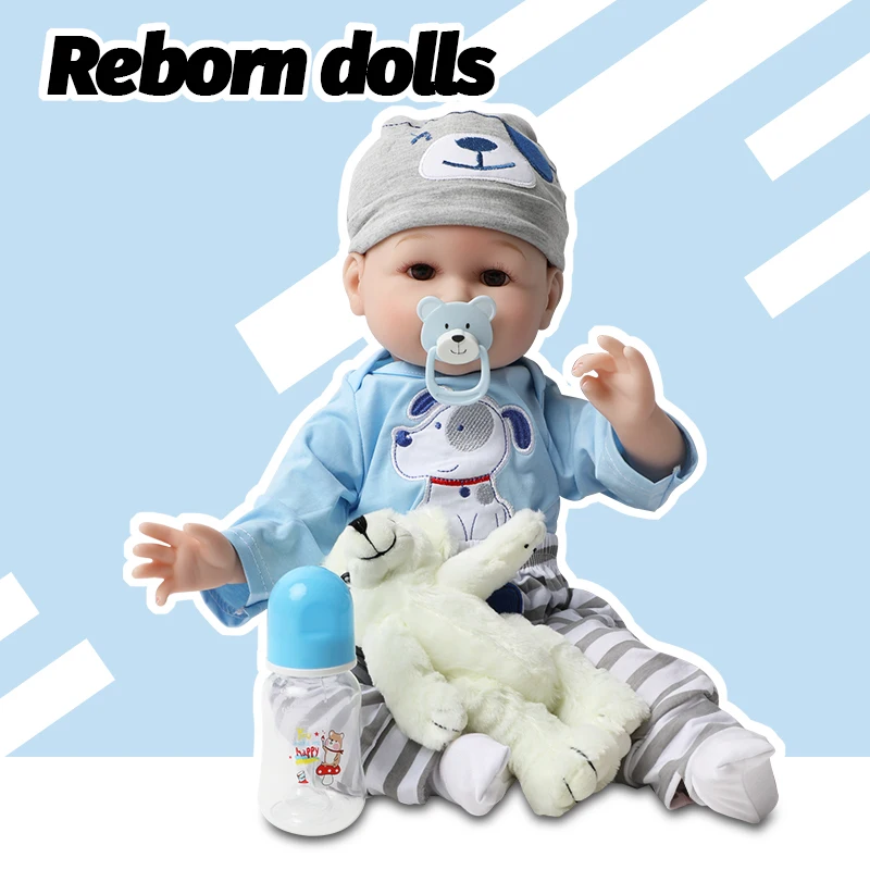 

56cm Silicone Newborn Babies Dolls 22 inch Lifelike Reborn Baby Dolls with bear doll Kids Birthday Christmas Toys for Children