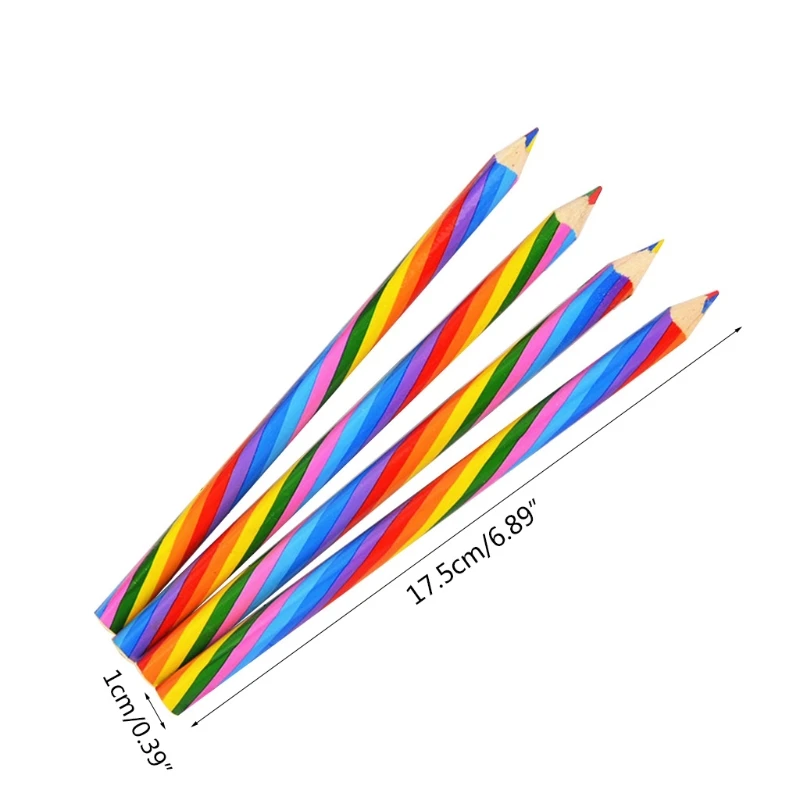 

4 PCS Rainbow Pencil Pencil Black White Suit Creative Personality Student Pencil Rainbow Pencil 85DD