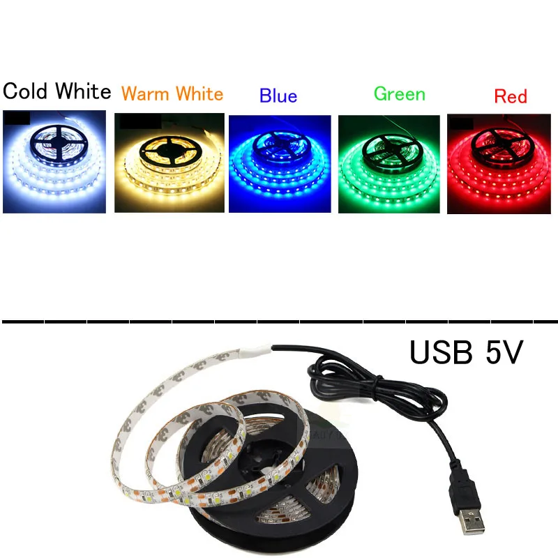5 в USB кабель м 4 3 2 rgb Светодиодная лента Водонепроницаемая ТВ тыловая подсветка