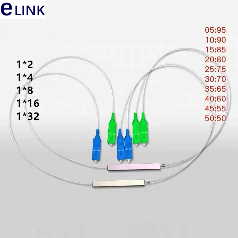Оптический разветвитель 1x2 FBT 10 шт. мини-стальная трубка SC/UPC 5:95 10:90 20:80 двойное окно