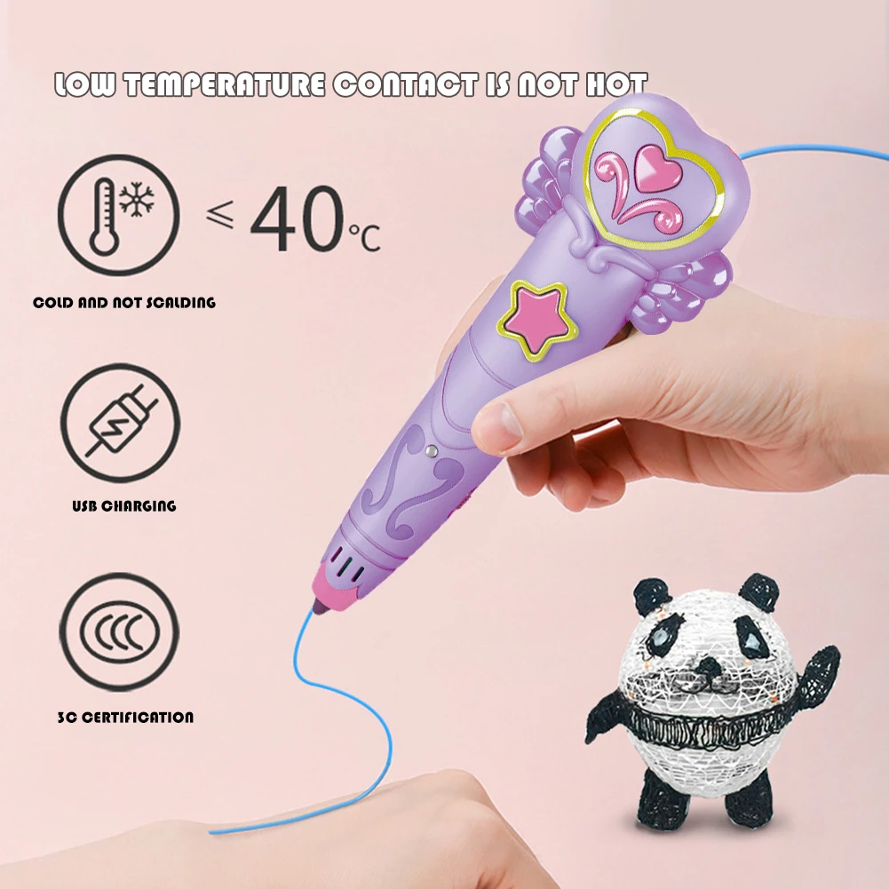 

3D Pen DIY 3D Printer Pen Drawing Pens 3d Printing Best for Kids Christmas Birthday Gift Low Temperature Printing Pens Toy